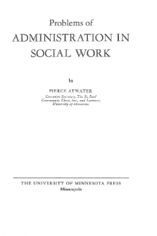 Problems of administration in social work