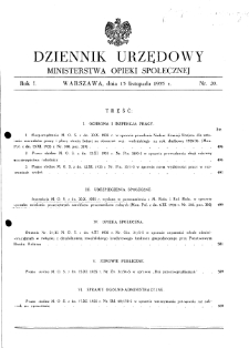 Dziennik Urzędowy Ministerstwa Opieki Społecznej : 1935, nr 20