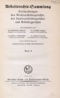 Arbeitsrechts-Sammlung. Bd. 19, Entscheidungen des Reichsarbeitsgerichts der Landesarbeitsgerichte und Arbeitsgerichte
