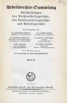 Arbeitsrechts-Sammlung. Bd. 20, Entscheidungen des Reichsarbeitsgerichts der Landesarbeitsgerichte und Arbeitsgerichte
